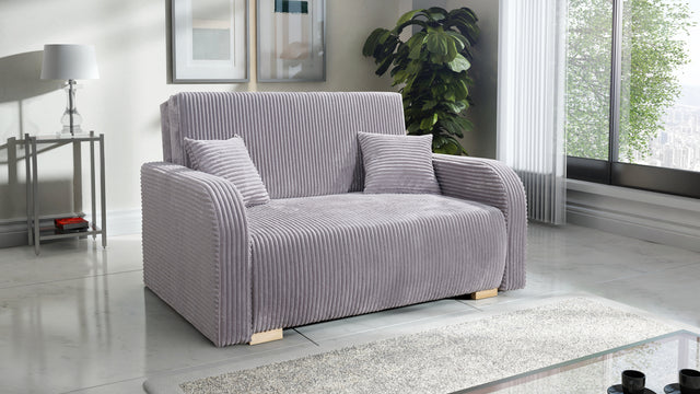 TWO SEATER SOFA BED LILY II 136CM / SPRINGS + FOAMDimensions:- width 136 cm- height 85 cm- depth 95 cm- sleeping area 113x195 cm Made on a solid wooden frame made of pine, the structure will allow for long-term and trouble-free use Sleeping function - the