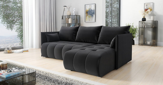 CORNER SOFA BED NESS 214CM / SPRINGS + FOAM / CHOICE OF COLORDimensions: sleeping area 140/206 width 214 cm depth 152 cm height to the seat 40 cm* dimensions given with a tolerance of +/- 3 cmSpecification:- universal, free-standing corner sofa- wave spri