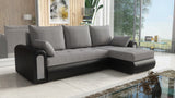 UNIVERSAL CORNER SOFA BED ECO 240CM GREY/BLACK FAUX LEATHER BERLIN 01 / MADRYT 9100 2X STORAGETHIS MODEL IS UNIVERSAL WHICH MEANS YOU CAN CHOOSE CORNER SIDE DURING ASSEMBLY Specifications: frame made of pine wood and furniture board (synee) Seats are made