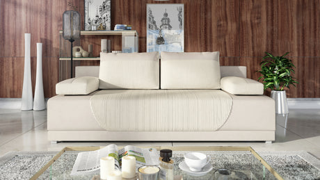 NEW!! SOFA BED CLEO 201CM POSO 100 PAROS 02The new sofa from the CLEO collection is a classic style and great functionality. Beautiful sewing and 4 large, soft pillows add to its unique charm. Thanks to the standard use of wave springs and highly elastic