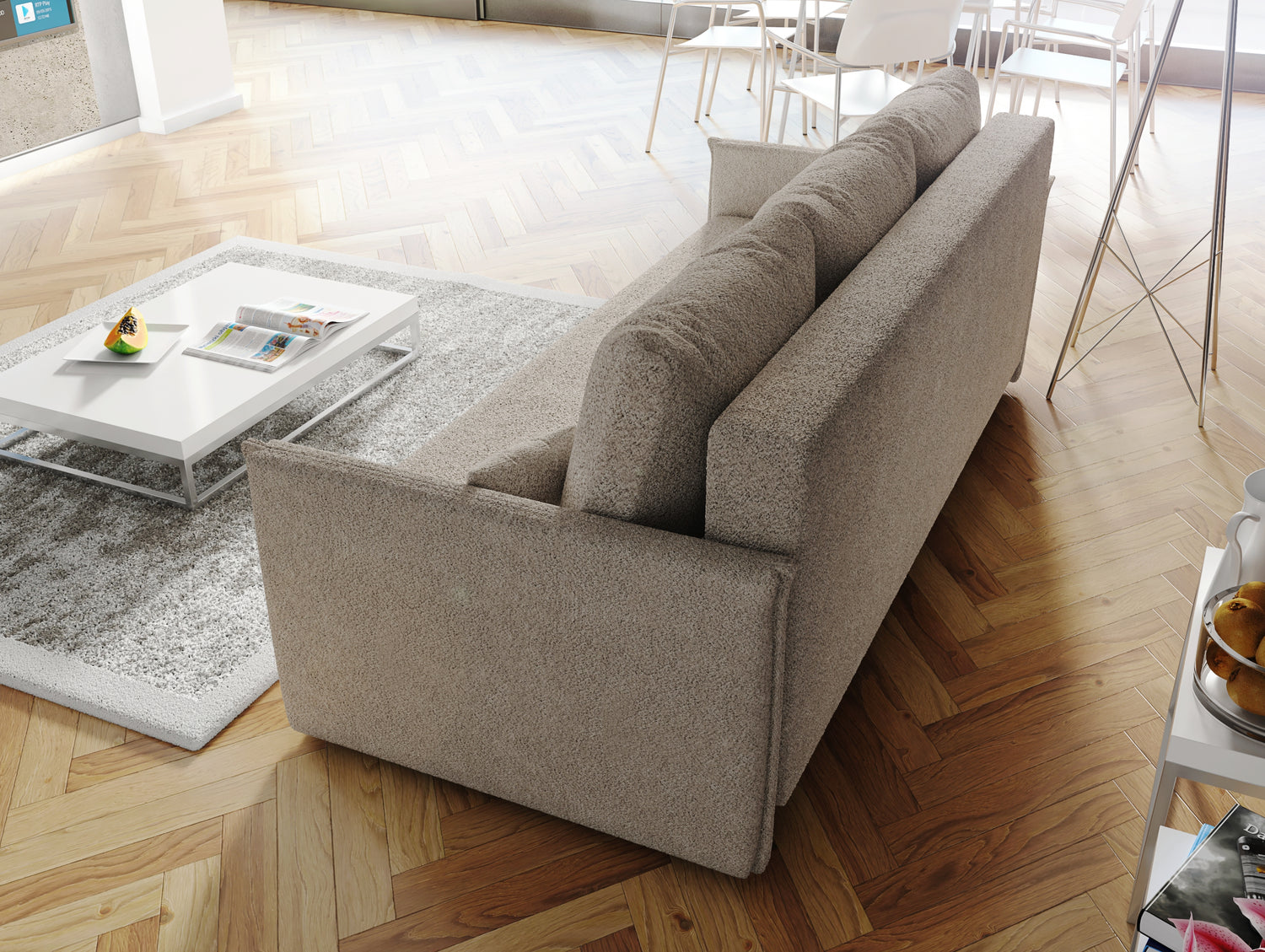 NEW! SOFA BED BIANCA 207CM BONELL SPINGS + FOAM BOUCLE FABRIC / CHOICE OF COLOR