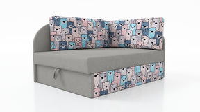 UNIVERSAL CORNER SOFA BED KUBUS CUBE GREY / TEDDY Children roomTHIS MODEL IS UNIVERSAL WHICH MEANS YOU CAN CHOOSE CORNER SIDE DURING ASSEMBLYCHILDREN CORNER SOFA BEDSOFKA NAROZNIK TAPCZANIK DZIECIECY - depth 77 cm- width 106 cm- height with bacon 50 cm- 7