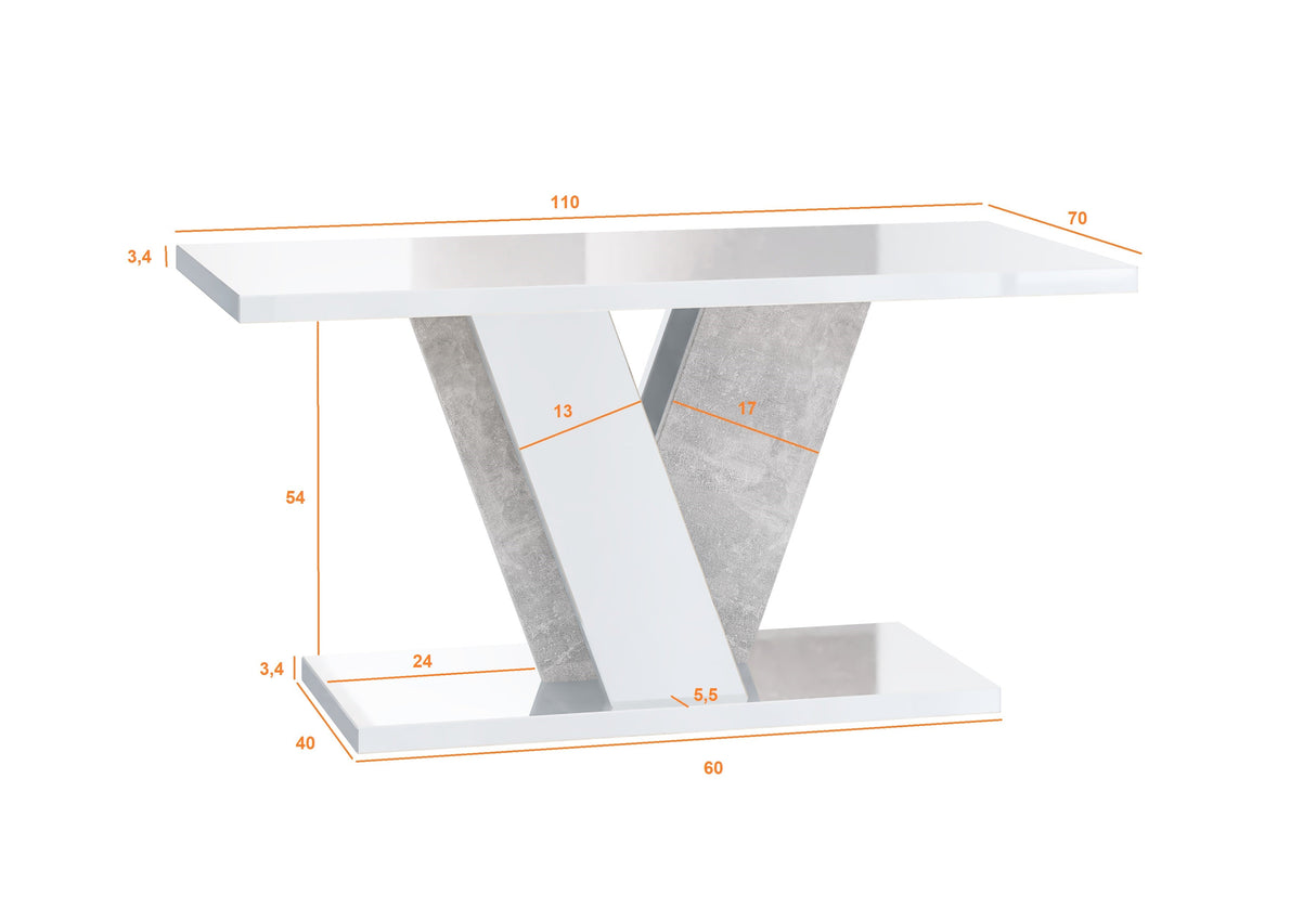 COFFEE TABLE VINEY STONE GREY / WHITECoffee Table Viney Stone Grey / White The COFFEE TABLE VINEY brings a distinct and contemporary look to any space. Its unconventional design adds a fresh and airy feel to your home decor. Perfect for the dining room, k