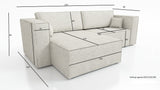 CORNER SOFA BED OTTO VOGUE 255CM UNIVERSAL CORNEROTTO corner sofacontainer dimensions:• length: 97 cm,• width: 62 cm,• height: 24 cm.Sleeping function:width 205 cmdepth 125 cm/ 138 cmpackaging:sides: 95/50/73 28 kgdouble + backrest: 62/78/103 39 kgottoman