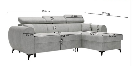UNIVERSAL CORNER MONTE 258CM / SPRINGS + FOAM - Anna Furniture