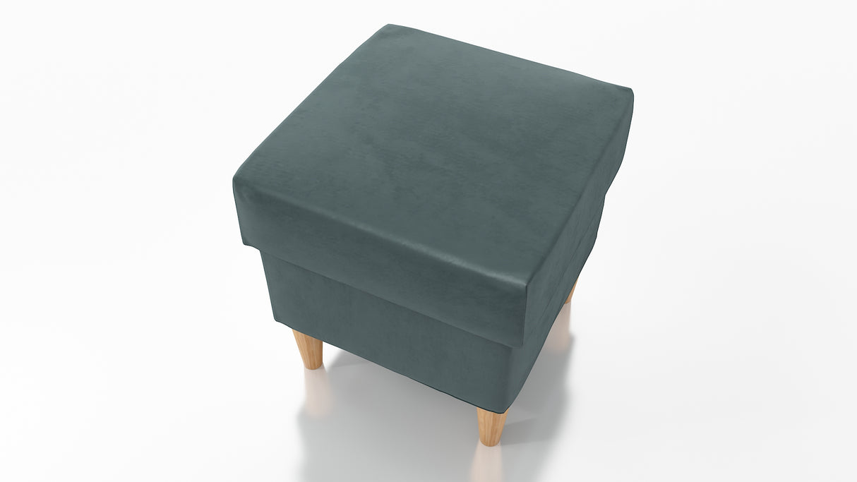 STOOL OSLO WITH STORAGE 40X40CM WOODEN LEGS EASY CLEAN FABRIC CHOICE OF 6 COLORSPouf dimensions: width 40 cm height 43 cm depth 40 cm height of the legs 13 cmPouf opened with a container.Anna Furniture