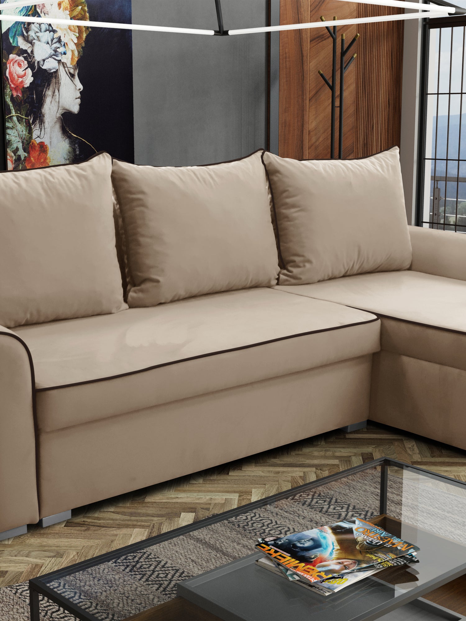 UNIVERSAL CORNER SOFA BED LORD 244cm 2X STORAGE SPACE CHOICE OF COLORS / FOAMTHIS MODEL IS UNIVERSAL WHICH MEANS YOU CAN CHOOSE CORNER SIDE DURING ASSEMBLY3x PILLOWS INCLUDED2X STORAGE SPACEMADE IN MANILA FABRIC CLICK HERE2X STORAGE SPACEManila are charac