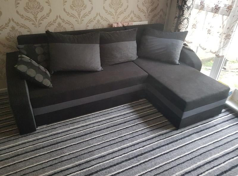 CORNER SOFA BED VELVET BLACK / GREY 236cm / FOAMwidth: 236 cmdepth: 144cmHeight: 85 cmsleeping area: 200 x 120 cmAnna Furniture