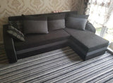 CORNER SOFA BED VELVET BLACK / GREY 236cm / FOAMwidth: 236 cmdepth: 144cmHeight: 85 cmsleeping area: 200 x 120 cmAnna Furniture
