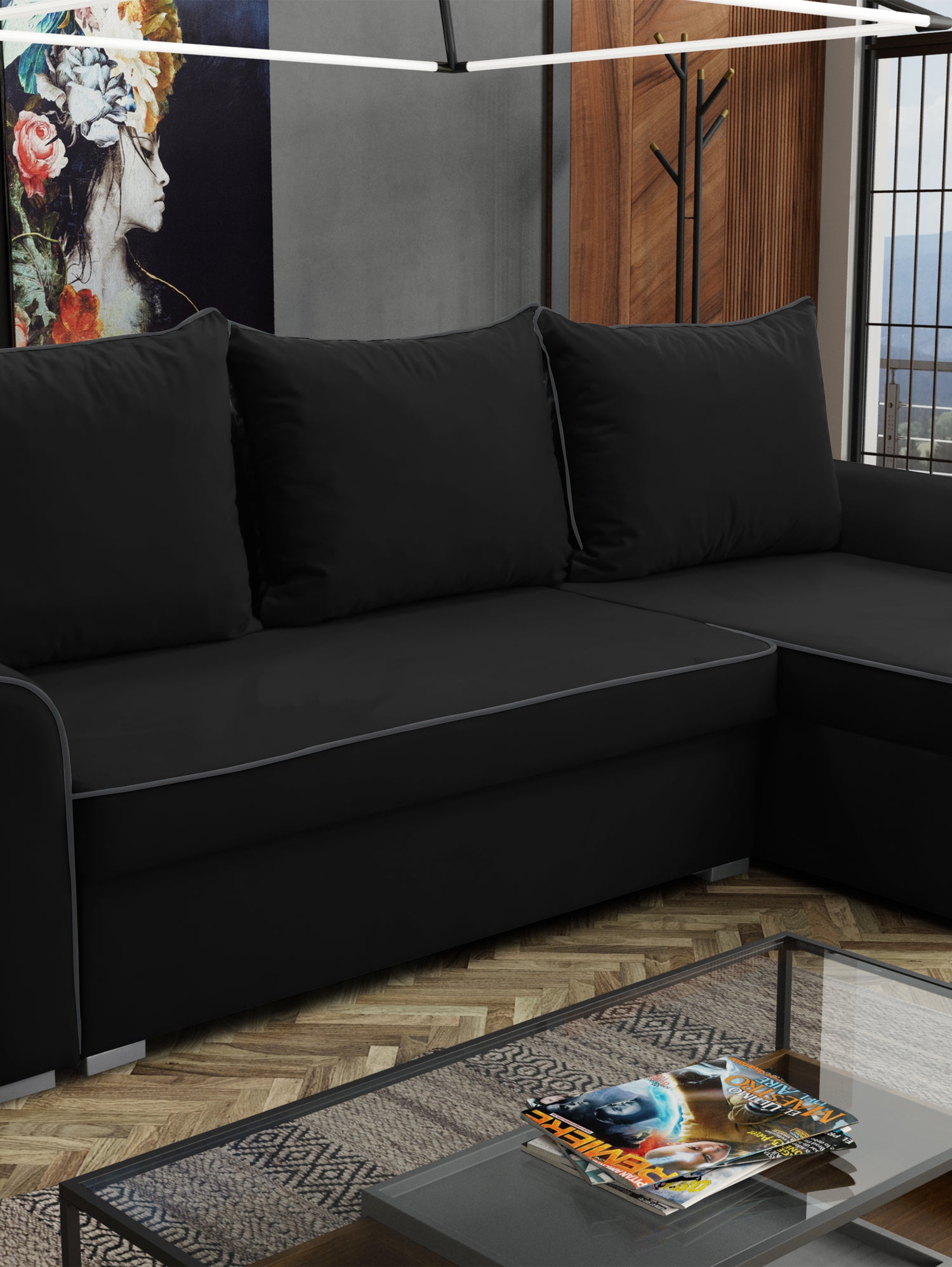 UNIVERSAL CORNER SOFA BED LORD 244cm 2X STORAGE SPACE CHOICE OF COLORS / FOAMTHIS MODEL IS UNIVERSAL WHICH MEANS YOU CAN CHOOSE CORNER SIDE DURING ASSEMBLY3x PILLOWS INCLUDED2X STORAGE SPACEMADE IN MANILA FABRIC CLICK HERE2X STORAGE SPACEManila are charac