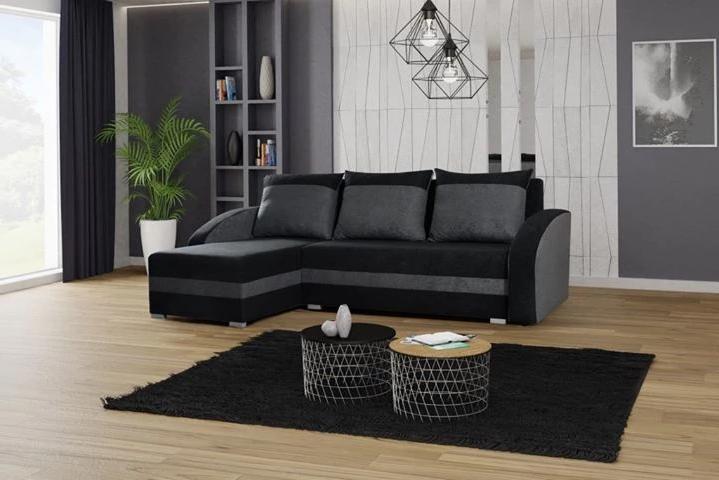 CORNER SOFA BED VELVET BLACK / GREY 236cm / FOAMwidth: 236 cmdepth: 144cmHeight: 85 cmsleeping area: 200 x 120 cmAnna Furniture
