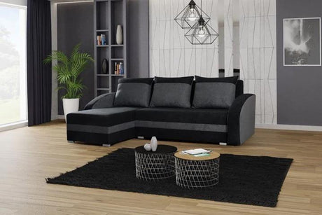 CORNER SOFA BED VELVET BLACK / GREY 236cm / FOAMwidth: 236 cmdepth: 144cmHeight: 85 cmsleeping area: 200 x 120 cmAnna Furniture