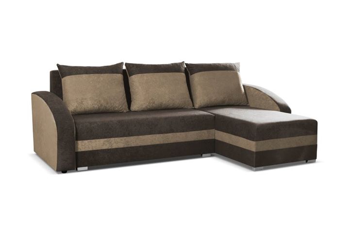 CORNER SOFA BED VELVET BROWN / BEIGE 236cm / FOAMwidth: 236 cmdepth: 144cmHeight: 85 cmsleeping area: 200 x 120 cmAnna Furniture