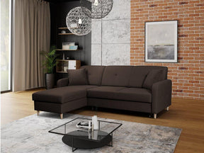 CORNER SOFA BED MILLI HUGO 28 BROWN 220cm / SPRINGS + FOAMMADE IN HUGO FABRIC CLICK HEREWavy springs ✔ Easy to turn it into bed ✔ Storage space✔ Wooden legs ✔ Dimensions: W: 220cm D:165cm, H of seat 42cmAnna Furniture