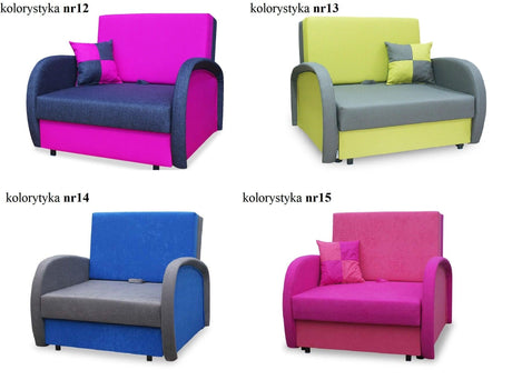 SINGLE SOFA BED SUZIE 97CM CHOICE OF COLORS / FOAMDimensions :- width 97 cm- height 85 cm- depth 95 cm- area sleeping 80/195 cm +/- 3The sofa is made of a wooden frame, the sleeping surface is made of PUR T30 / 42 foam.The sofa is unfolded using an automa