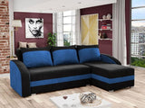 CORNER SOFA BED VELVET BLACK / BLUE 236cm / FOAMwidth: 236 cmdepth: 144cmHeight: 85 cmsleeping area: 200 x 120 cmAnna Furniture