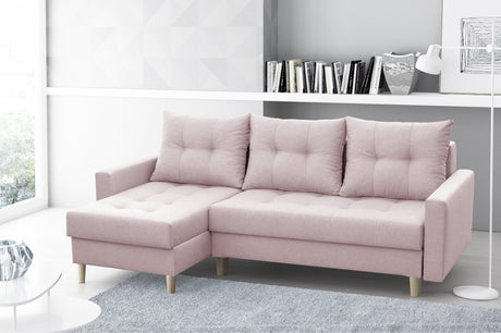 CORNER SOFA BED BRIAN 2X STORAGE SPACE MALMO 61 222x140cm universal RIGHT/LEFT CORNER / BONELL SPRINGS + FOAMTHIS MODEL IS UNIVERSAL WHICH MEANS YOU CAN CHOOSE CORNER SIDE DURING ASSEMBLYMADE IN MALMO FABRIC CLICK HERE3x PILLOWS INCLUDED2X STORAGE SPACEWO