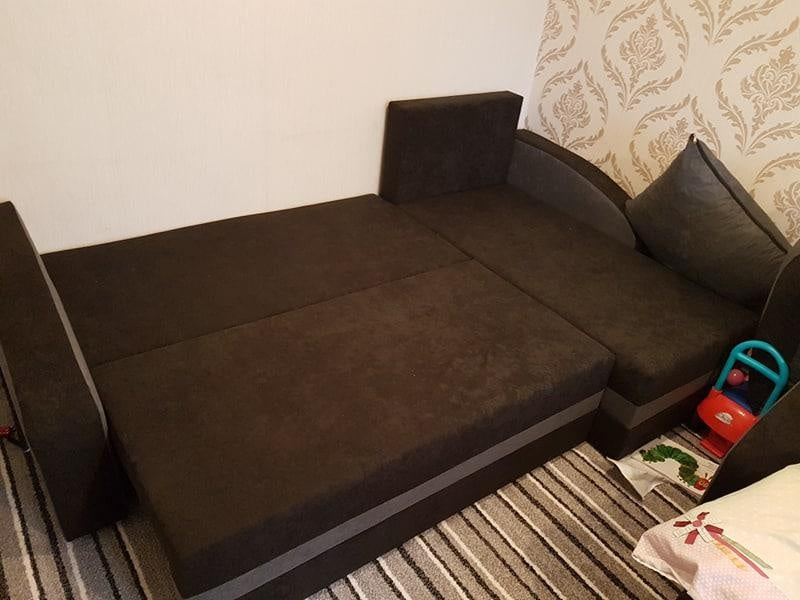 CORNER SOFA BED VELVET BLACK / GREY 236cm / FOAMwidth: 236 cmdepth: 144cmHeight: 85 cmsleeping area: 200 x 120 cmAnna Furniture