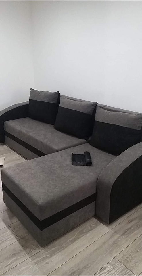 CORNER SOFA BED VELVET GREY BLACK 236cm / FOAMwidth: 236 cmdepth: 144cmHeight: 85 cmFOAM T30SLEEPING FUNCTIONsleeping area: 200 x 120 cmAnna Furniture