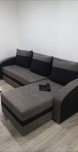 CORNER SOFA BED VELVET GREY BLACK 236cm / FOAMwidth: 236 cmdepth: 144cmHeight: 85 cmFOAM T30SLEEPING FUNCTIONsleeping area: 200 x 120 cmAnna Furniture