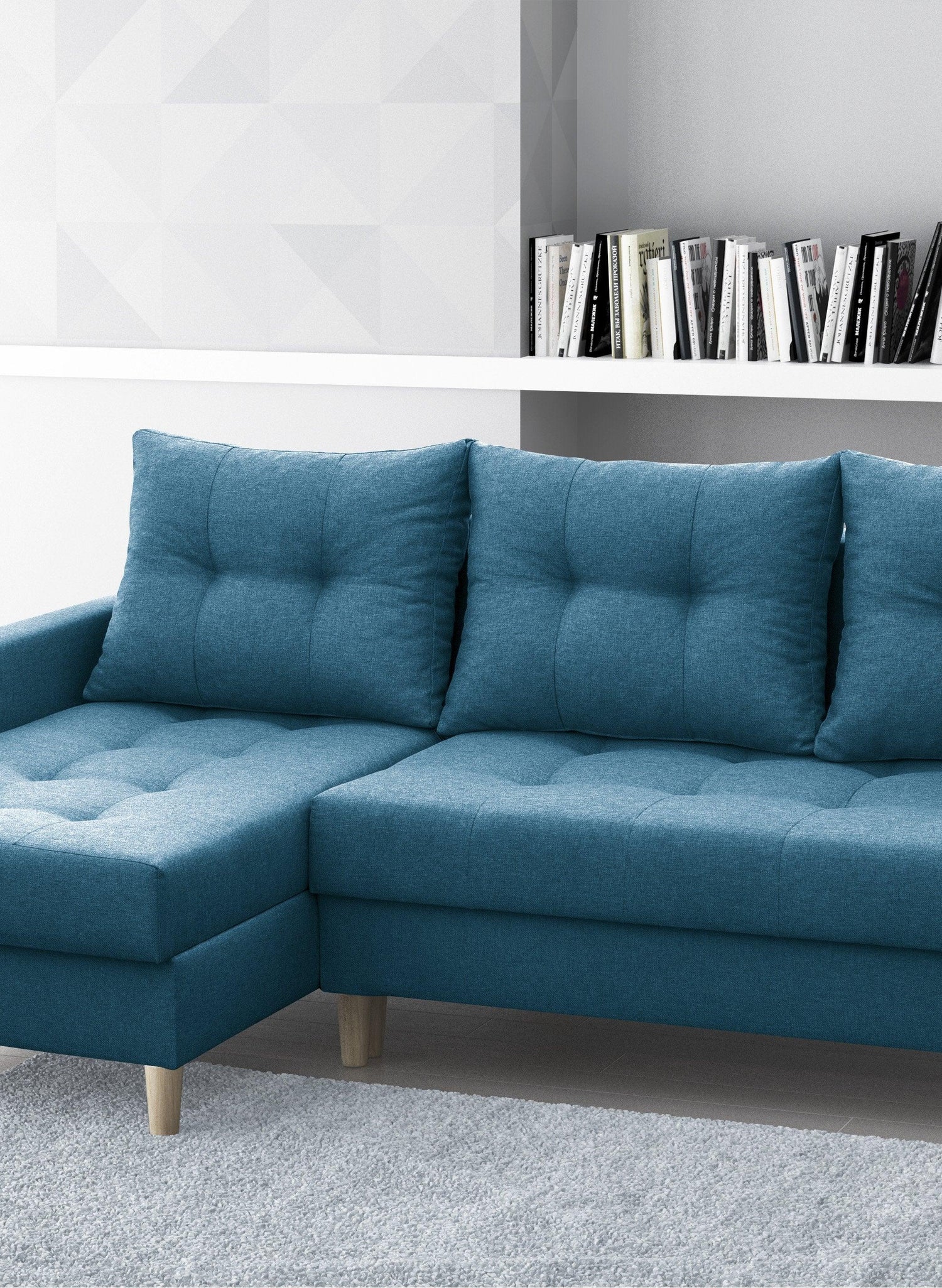 CORNER SOFA BED BRIAN 2X STORAGE SPACE MALMO 85 222x140cm universal RIGHT/LEFT CORNER / BONELL SPRINGS + FOAMTHIS MODEL IS UNIVERSAL WHICH MEANS YOU CAN CHOOSE CORNER SIDE DURING ASSEMBLYMADE IN MALMO FABRIC CLICK HERE3x PILLOWS INCLUDED2X STORAGE SPACEWO