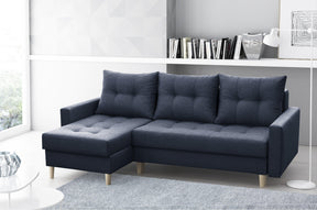 CORNER SOFA BED BRIAN 2X STORAGE SPACE MALMO 96 222x140cm universal RIGHT/LEFT CORNER / BONELL SPRINGS + FOAMTHIS MODEL IS UNIVERSAL WHICH MEANS YOU CAN CHOOSE CORNER SIDE DURING ASSEMBLYMADE IN MALMO FABRIC CLICK HERE3x PILLOWS INCLUDED2X STORAGE SPACEWO