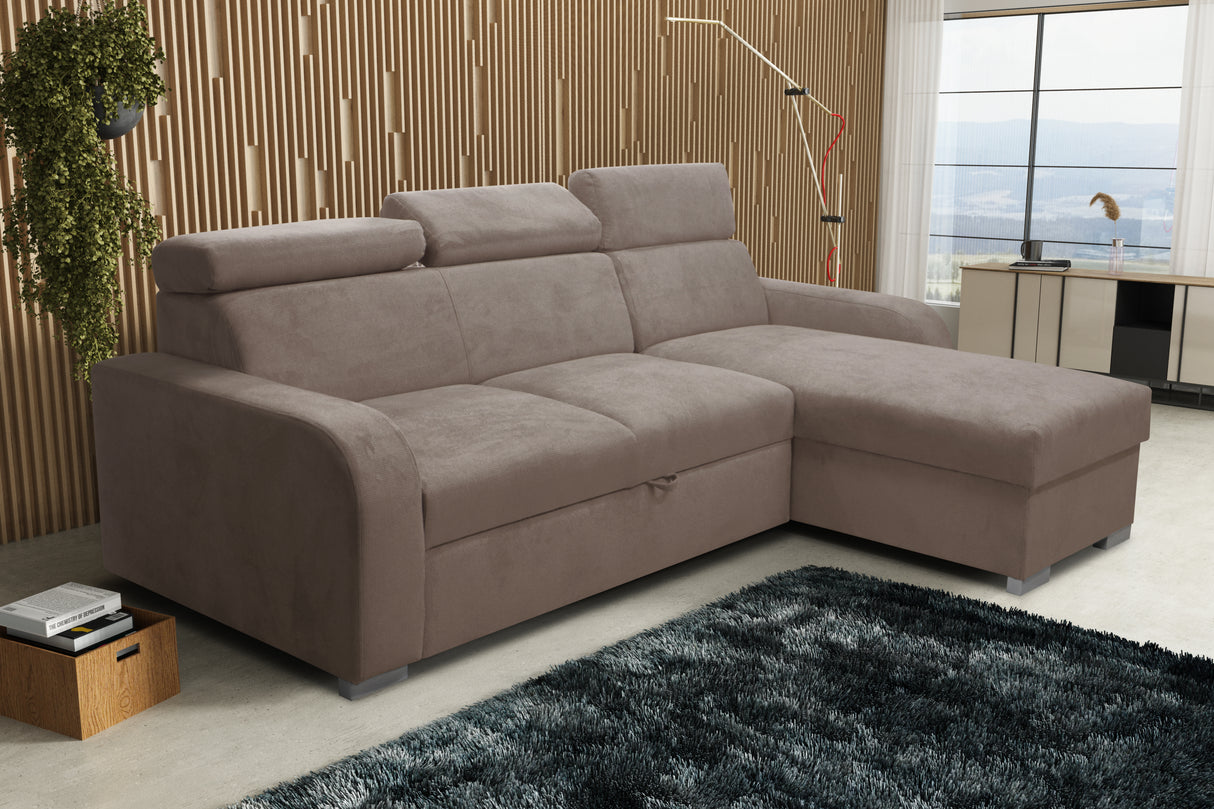 UNIVERSAL CORNER SOFA BED ASTEE 235CM EASY CLEAN FABRIC ADJUSTABLE HEADREST CHOICE OF COLORS / SPRINGS + FOAMTHIS MODEL IS UNIVERSAL WHICH MEANS YOU CAN CHOOSE CORNER SIDE DURING ASSEMBLYASTI 1 ecru ASTI 2 beige ASTI 3 cold beige ASTI 4 toffee ASTI 5 milk