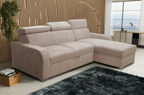 UNIVERSAL CORNER SOFA BED ASTEE 235CM EASY CLEAN FABRIC ADJUSTABLE HEADREST CHOICE OF COLORS / SPRINGS + FOAMTHIS MODEL IS UNIVERSAL WHICH MEANS YOU CAN CHOOSE CORNER SIDE DURING ASSEMBLYASTI 1 ecru ASTI 2 beige ASTI 3 cold beige ASTI 4 toffee ASTI 5 milk