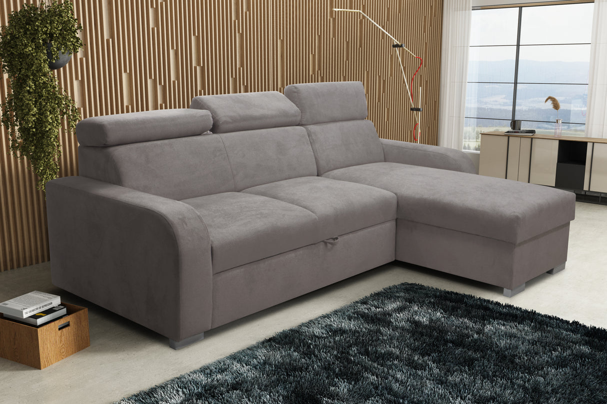 UNIVERSAL CORNER SOFA BED ASTEE 235CM EASY CLEAN FABRIC ADJUSTABLE HEADREST CHOICE OF COLORS / SPRINGS + FOAMTHIS MODEL IS UNIVERSAL WHICH MEANS YOU CAN CHOOSE CORNER SIDE DURING ASSEMBLYASTI 1 ecru ASTI 2 beige ASTI 3 cold beige ASTI 4 toffee ASTI 5 milk