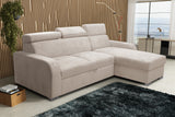 UNIVERSAL CORNER SOFA BED ASTEE 235CM EASY CLEAN FABRIC ADJUSTABLE HEADREST CHOICE OF COLORS / SPRINGS + FOAMTHIS MODEL IS UNIVERSAL WHICH MEANS YOU CAN CHOOSE CORNER SIDE DURING ASSEMBLYASTI 1 ecru ASTI 2 beige ASTI 3 cold beige ASTI 4 toffee ASTI 5 milk