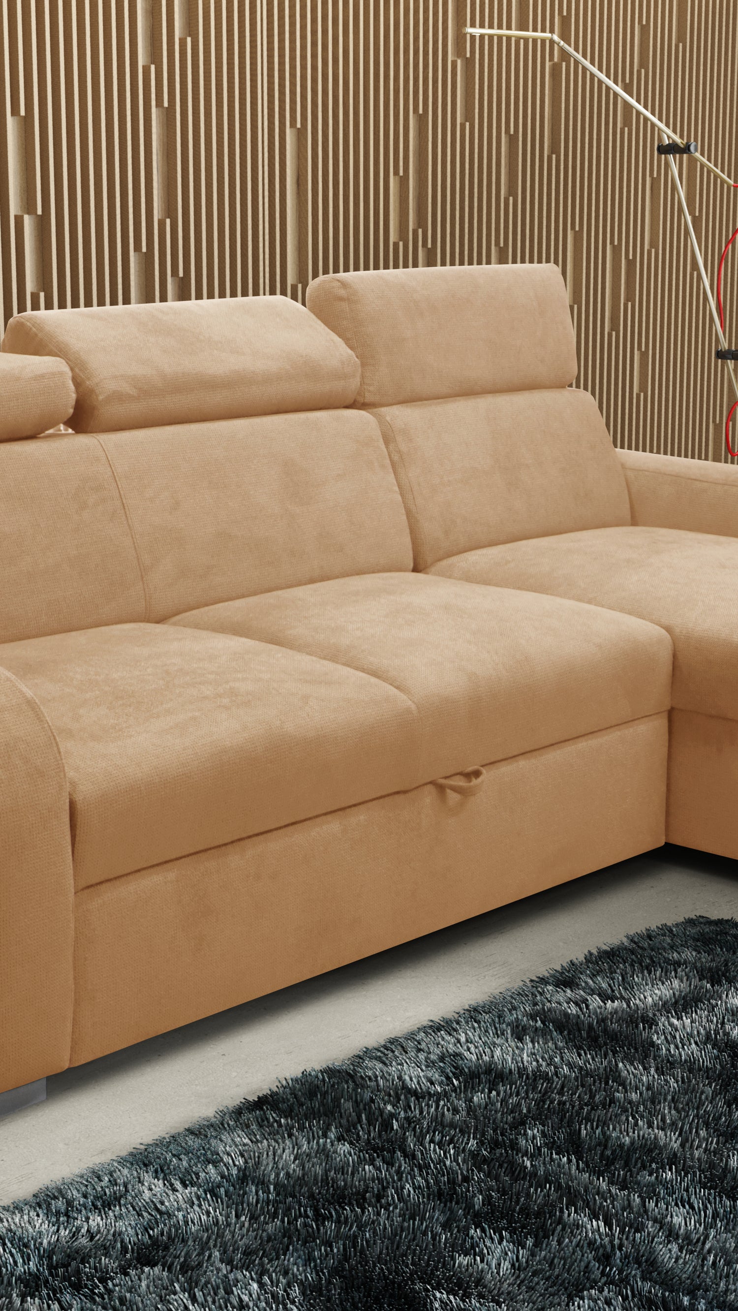 UNIVERSAL CORNER SOFA BED ASTEE 235CM EASY CLEAN FABRIC ADJUSTABLE HEADREST CHOICE OF COLORS / SPRINGS + FOAMTHIS MODEL IS UNIVERSAL WHICH MEANS YOU CAN CHOOSE CORNER SIDE DURING ASSEMBLYASTI 1 ecru ASTI 2 beige ASTI 3 cold beige ASTI 4 toffee ASTI 5 milk