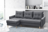 CORNER SOFA BED BRIAN 222x140CM 2X STORAGE SPACE Universal CORNER RIGHT/LEFT / BONELL SPINGS + FOAMTHIS MODEL IS UNIVERSAL WHICH MEANS YOU CAN CHOOSE CORNER SIDE DURING ASSEMBLYMADE IN MALMO FABRIC CLICK HERE3x PILLOWS INCLUDED2X STORAGE SPACEWOODEN LEGSP