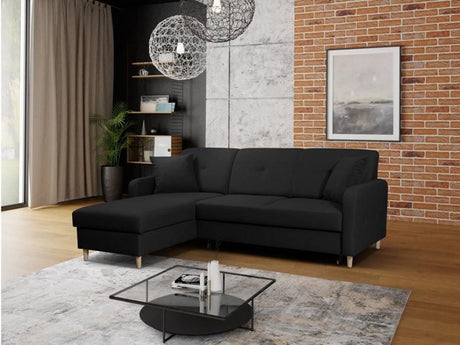 CORNER SOFA BED MILLI HUGO 100 BLACK 220cm / SPRINGS + FOAMMADE IN HUGO FABRIC CLICK HEREWavy springs ✔ Easy to turn it into bed ✔ Storage space✔ Wooden legs ✔ Dimensions: W: 220cm D:165cm, H of seat 42cmAnna Furniture