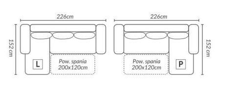 CORNER SOFA BED PRADO LAWA 6/11 226CM / SPRINGS + FOAMSEAT AND CUSHIONS MADE IN LAWA FABRIC CLICK HERE BOTTOM AND SIDES MADE ON FAUX LEATHER SOFT CLICK HERECORNER SOFA BED PRADAWAVY SPRINGSFOAM T30SLEEPING FUNCTIONDIMENSTIONS:WIDTH: 226cmDEPTH: 152CMHEIGH