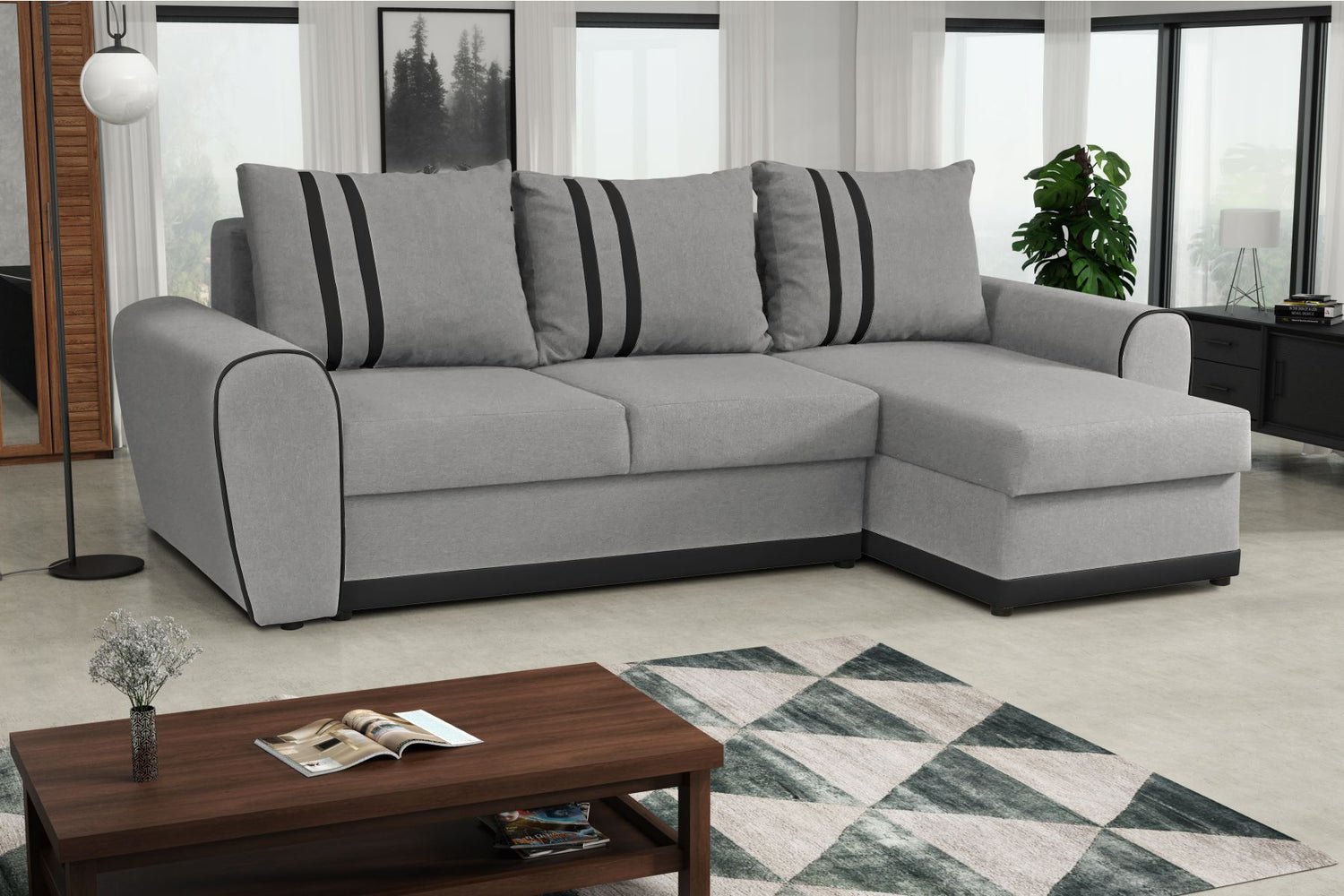 CORNER SOFA BED DORIS 246CM 2X STORAGE SPACE UNIVERSAL RIGHT/LEFT CORNER / BONELL SPRINGS + FOAMTHIS MODEL IS UNIVERSAL WHICH MEANS YOU CAN CHOOSE CORNER SIDE DURING ASSEMBLYBONELL SPRINGS + FOAM 2X Storage space 3X pillow included CHOICE OF COLOR Product