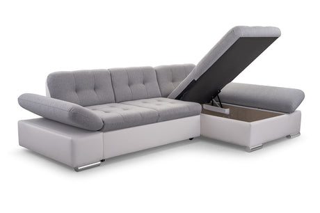 CORNER SOFA BED TOKYO GREY/WHITE 278cm TATUM 279 / SOFT 17 / SPRINGS + FOAMADJUSTABLE ARMRESTSLARGE SLEEPING AREALIFT UP STORAGE SPACEFOAM + WAVY SPRINGS TOP OF SOFA FABRIC TATUM CLICK HERE BTOOM FAUX LEATHER SOFT CLICK HEREAnna Furniture