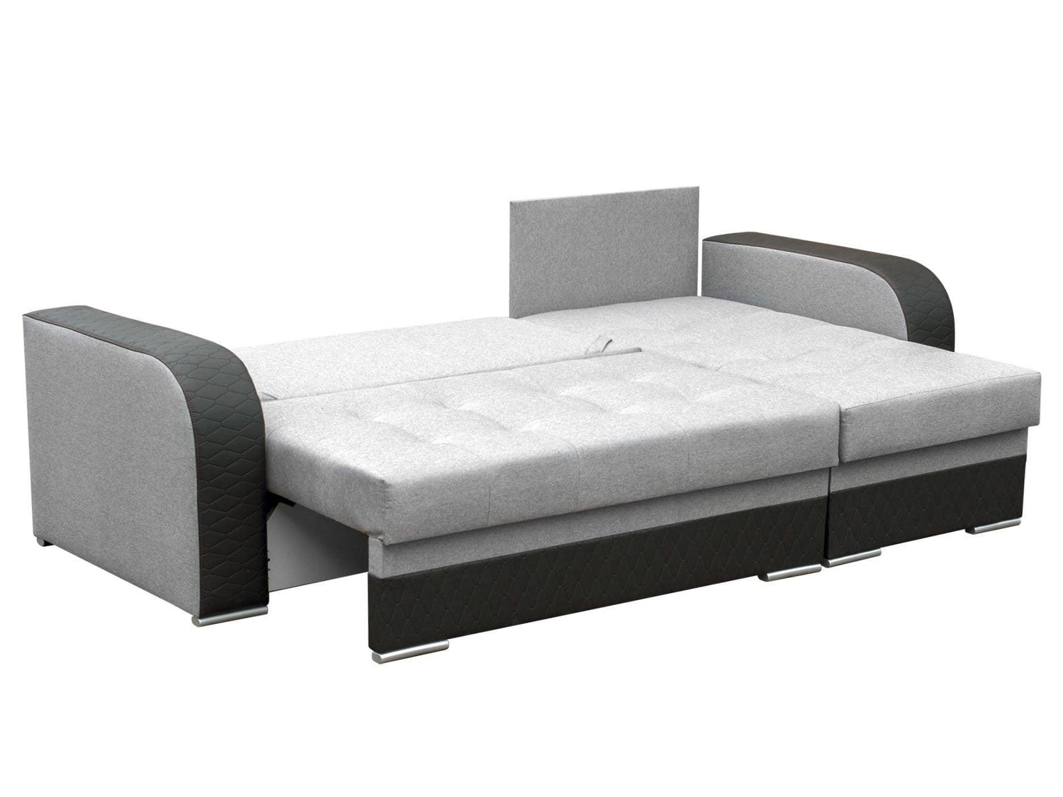 CORNER SOFA BED SAM GREY /BLACK 236CM 2X STORAGE SPACE universal RIGHT/LEFT CORNER / BONELL SPRINGS + FOAMTHIS MODEL IS UNIVERSAL WHICH MEANS YOU CAN CHOOSE CORNER SIDE DURING ASSEMBLY3x PILLOWS INCLUDED2X STORAGE SPACE BONELL SPRINGS + FOAM - length: 236