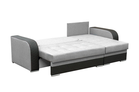 CORNER SOFA BED SAM GREY /BLACK 236CM 2X STORAGE SPACE universal RIGHT/LEFT CORNER / BONELL SPRINGS + FOAMTHIS MODEL IS UNIVERSAL WHICH MEANS YOU CAN CHOOSE CORNER SIDE DURING ASSEMBLY3x PILLOWS INCLUDED2X STORAGE SPACE BONELL SPRINGS + FOAM - length: 236