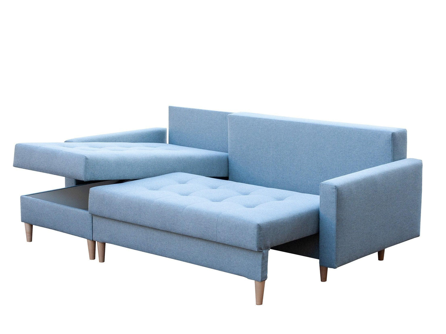 CORNER SOFA BED BRIAN 2X STORAGE SPACE MALMO 61 222x140cm universal RIGHT/LEFT CORNER / BONELL SPRINGS + FOAMTHIS MODEL IS UNIVERSAL WHICH MEANS YOU CAN CHOOSE CORNER SIDE DURING ASSEMBLYMADE IN MALMO FABRIC CLICK HERE3x PILLOWS INCLUDED2X STORAGE SPACEWO