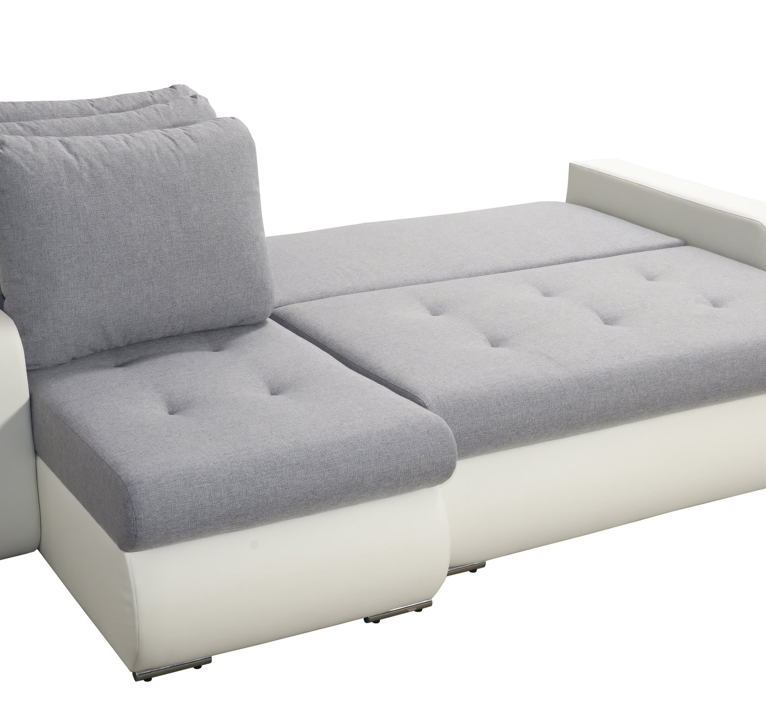 CORNER SOFA BED DAVY CHOICE OF COLOR 238CM / SPRINGS + FOAMTHIS MODEL IS UNIVERSAL WHICH MEANS YOU CAN CHOOSE CORNER SIDE DURING ASSEMBLY BOTTOM FAUX LEATHER 3x PILLOWS INCLUDED1X STORAGE SPACECHROME LEGSWAVY SPRINGS + FOAMDimensions: - width 236 cm - dep