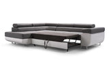 CORNER SOFA BED ASH 273CM MONOLITH 84 / BLACK LEATHER RIGHT HAND SIDE CORNER / SPRINGS + FOAMWavy springs + foam CHOICE OF COLOR Large sleeping areaMONOLITH 84 FABRIC + FAUX BLACK LEATHER Dimensions W: 273cm D:203cm H: 90cm Sleeping area: 195x123cmAnna Fu