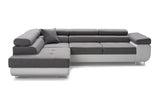 CORNER SOFA BED ASH 273CM MONOLITH 84 / BLACK LEATHER RIGHT HAND SIDE CORNER / SPRINGS + FOAMWavy springs + foam CHOICE OF COLOR Large sleeping areaMONOLITH 84 FABRIC + FAUX BLACK LEATHER Dimensions W: 273cm D:203cm H: 90cm Sleeping area: 195x123cmAnna Fu