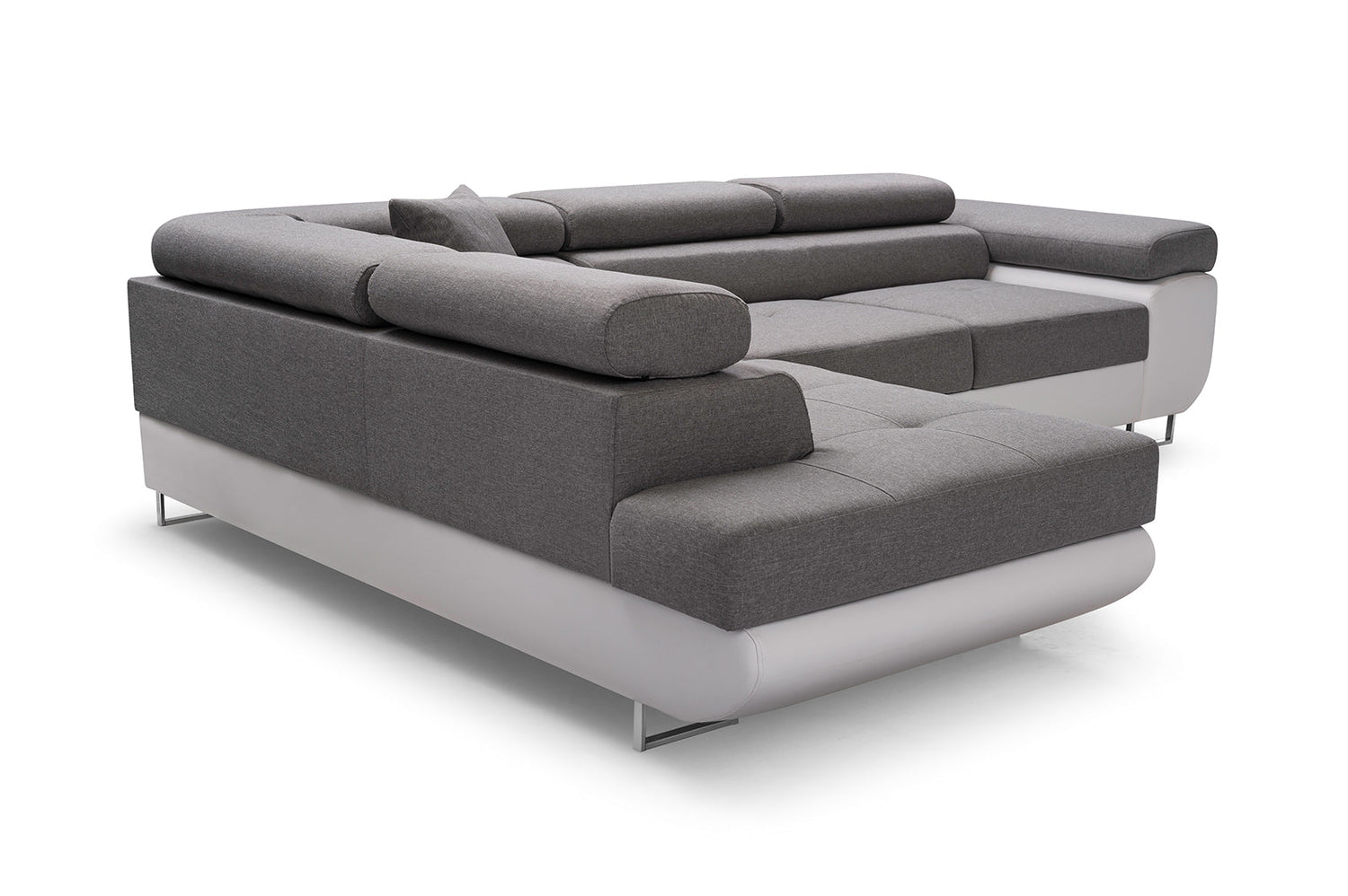 CORNER SOFA BED ASH 273CM MONOLITH 84 / BLACK LEATHER RIGHT HAND SIDE CORNER / SPRINGS + FOAMWavy springs + foam CHOICE OF COLOR Large sleeping areaMONOLITH 84 FABRIC + FAUX BLACK LEATHER Dimensions W: 273cm D:203cm H: 90cm Sleeping area: 195x123cmAnna Fu