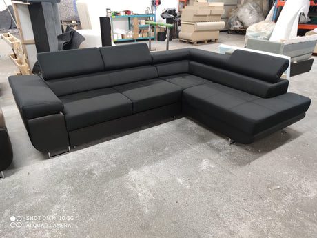 ASH II 273CM KRONOS 07 / BLACK FAUX LEATHER RIGHT SPRINGS + FOAMWavy springs + foam Large sleeping areaASH kronos 17 / BLACK FAUX LEATHER RIGHT CORNERMADE IN WATER RESISTANT TRINITY FABRICCLICK HERE TO VIEW ALL COLORS Dimensions W: 273cm D:203cm H: 90cm S