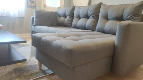 CORNER SOFA BED BRIAN 2X STORAGE SPACE MALMO 95 222x140cm universal RIGHT/LEFT CORNER / BONELL SPRINGS + FOAMTHIS MODEL IS UNIVERSAL WHICH MEANS YOU CAN CHOOSE CORNER SIDE DURING ASSEMBLYMADE IN MALMO FABRIC CLICK HERE3x PILLOWS INCLUDED2X STORAGE SPACEWO