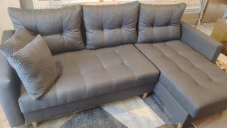 CORNER SOFA BED BRIAN 2X STORAGE SPACE MALMO 95 222x140cm universal RIGHT/LEFT CORNER / BONELL SPRINGS + FOAMTHIS MODEL IS UNIVERSAL WHICH MEANS YOU CAN CHOOSE CORNER SIDE DURING ASSEMBLYMADE IN MALMO FABRIC CLICK HERE3x PILLOWS INCLUDED2X STORAGE SPACEWO