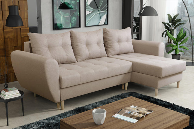 CORNER SOFA BED PALMO 2X STORAGE SPACE MALMO 05 240cm universal RIGHT/LEFT CORNER / BONELL SPRINGS + FOAMVIEW ALL COLORS CLICK HERETHIS MODEL IS UNIVERSAL WHICH MEANS YOU CAN CHOOSE CORNER SIDE DURING ASSEMBLYMADE IN MALMO FABRIC CLICK HERE3x PILLOWS INCL