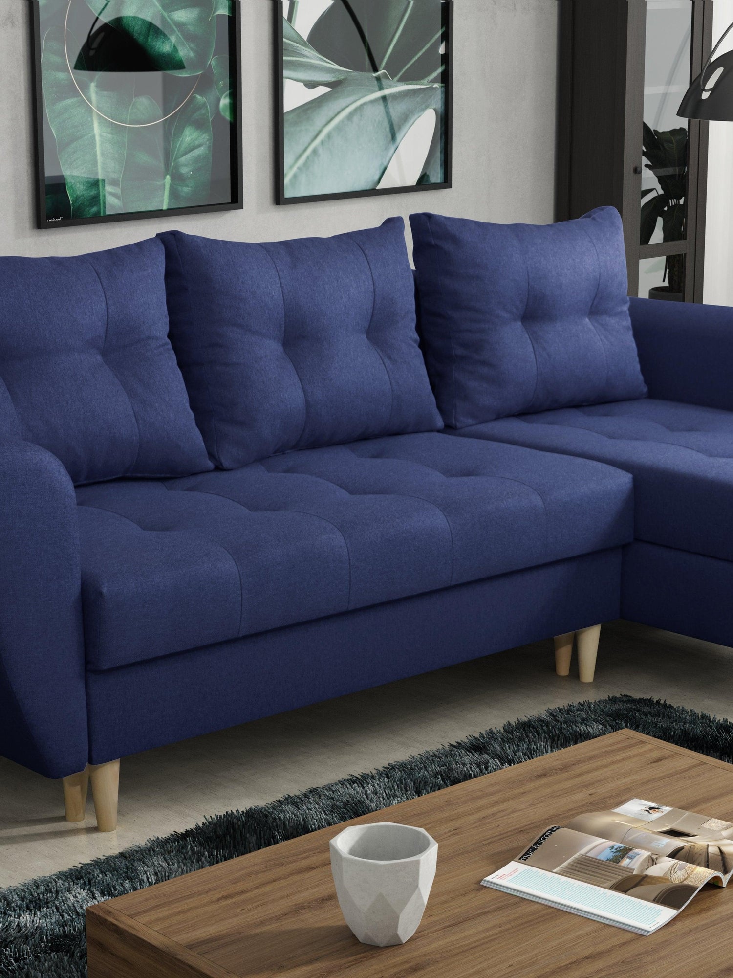 CORNER SOFA BED PALMO 2X STORAGE SPACE BLUE MALMO 79 240cm universal RIGHT/LEFT CORNER / BONELL SPRINGS + FOAMVIEW ALL COLORS CLICK HERE﻿THIS MODEL IS UNIVERSAL WHICH MEANS YOU CAN CHOOSE CORNER SIDE DURING ASSEMBLYMADE IN MALMO FABRIC CLICK HERE3x PILLOW