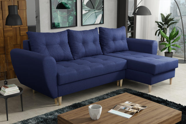 CORNER SOFA BED PALMO 2X STORAGE SPACE BLUE MALMO 79 240cm universal RIGHT/LEFT CORNER / BONELL SPRINGS + FOAMVIEW ALL COLORS CLICK HERE﻿THIS MODEL IS UNIVERSAL WHICH MEANS YOU CAN CHOOSE CORNER SIDE DURING ASSEMBLYMADE IN MALMO FABRIC CLICK HERE3x PILLOW