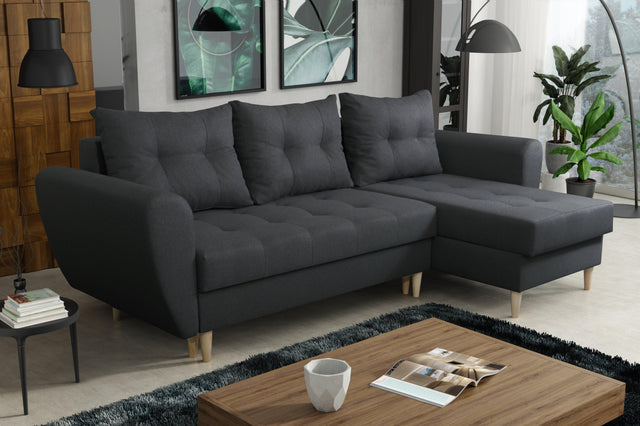 CORNER SOFA BED PALMO 2X STORAGE SPACE GRAPHITE MALMO 96 240cm universal RIGHT/LEFT CORNER / BONELL SPRINGS + FOAMVIEW ALL COLORS CLICK HERETHIS MODEL IS UNIVERSAL WHICH MEANS YOU CAN CHOOSE CORNER SIDE DURING ASSEMBLYMADE IN MALMO FABRIC CLICK HERE3x PIL